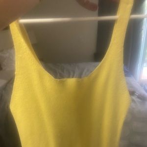 Yellow cotton low v-neck Express tank top